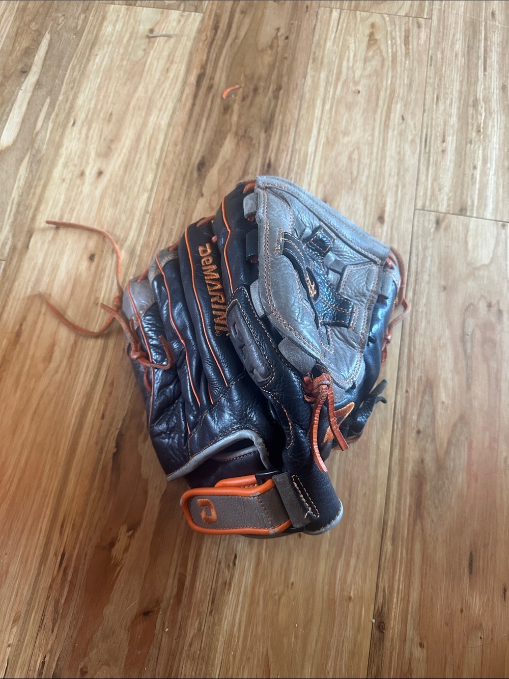 DeMarini Black & Gray Baseball Glove with Orange laces